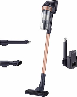 A black Samsung vacuum cleaner.